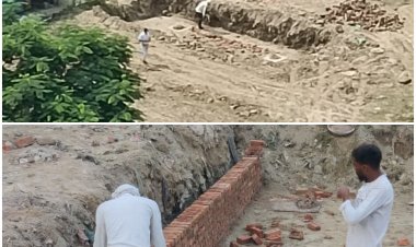 सेक्टर-75 में छठ घाट का निर्माण कार्य जोरों पर