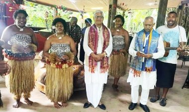 सांसद रामचंद्र जांगड़ा फिजी में अंतरराष्ट्रीय हिंदी सम्मेलन में भाग लेने  के बाद पहुंचे भारत