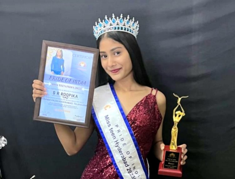 S.R. Roopika from Hyderabad, Telangana received the City Winning Title of Pride of India Miss Teen Hyderabad Winner in Miss Teen India Category
