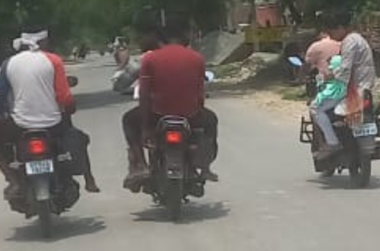 नियम की धज्जियां उड़ाते हुए जिंदगी से खेल रहे चालक