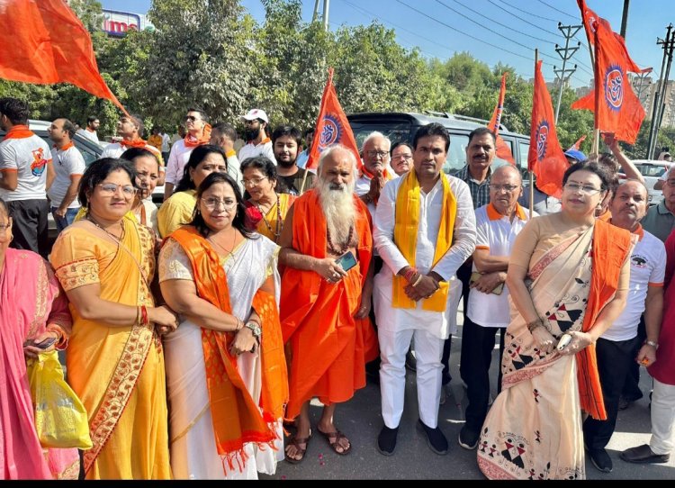 ग्रेटर नोएडा आगमन पर सौर्य जागरण यात्रा का किया गया स्वागत 