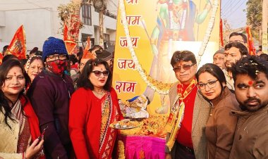 राम भक्तों द्वारा निकाली गई  श्रीराम शोभा यात्रा, संजय गोयल ने किया स्वागत