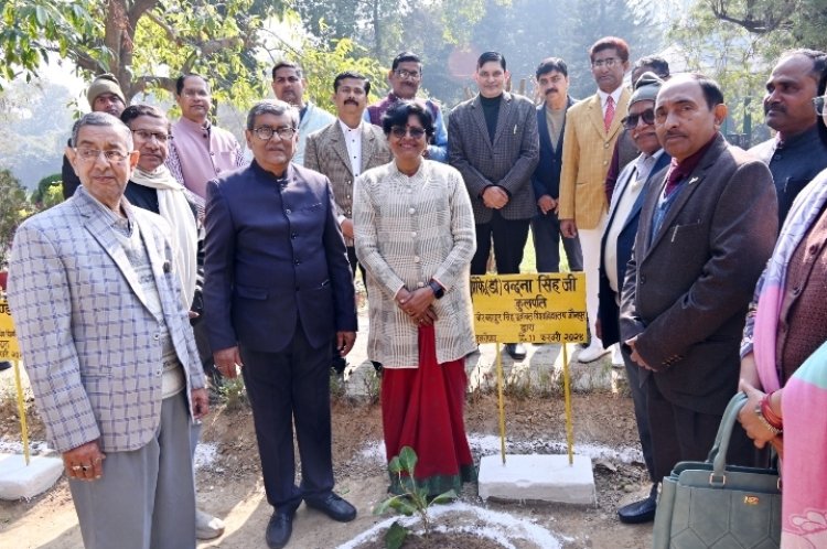 कुलपति ने पौराणिक एवं धार्मिक महत्व के माखन कटोरी पौध का रोपण किया 