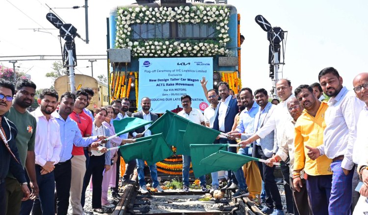 Kia India flags off India’s first SUV only double decker freight train from Penukonda Railway Station