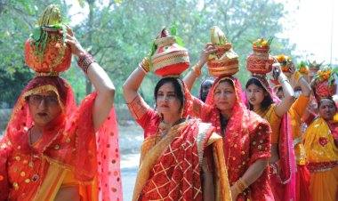 दिव्य ज्योति जागृति संस्थान द्वारा भव्य कलश यात्रा का आयोजन किया गया