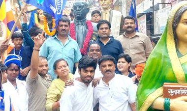 डॉ. भीमराव अंबेडकर जयंती पर निकाली गई शोभायात्रा, कार्यकर्ताओं ने किया जोरदार स्वागत