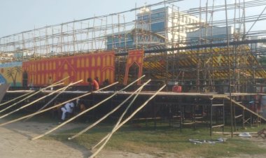 श्रीरामलीला की तैयारियाँ जोरों से, मंच निर्माण कार्य में तेजी 