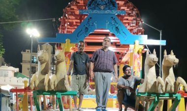 उड़ीसा के कारीगरो द्वारा हो रहा श्री जगन्नाथ रथ यात्रा के रथ का निर्माण 